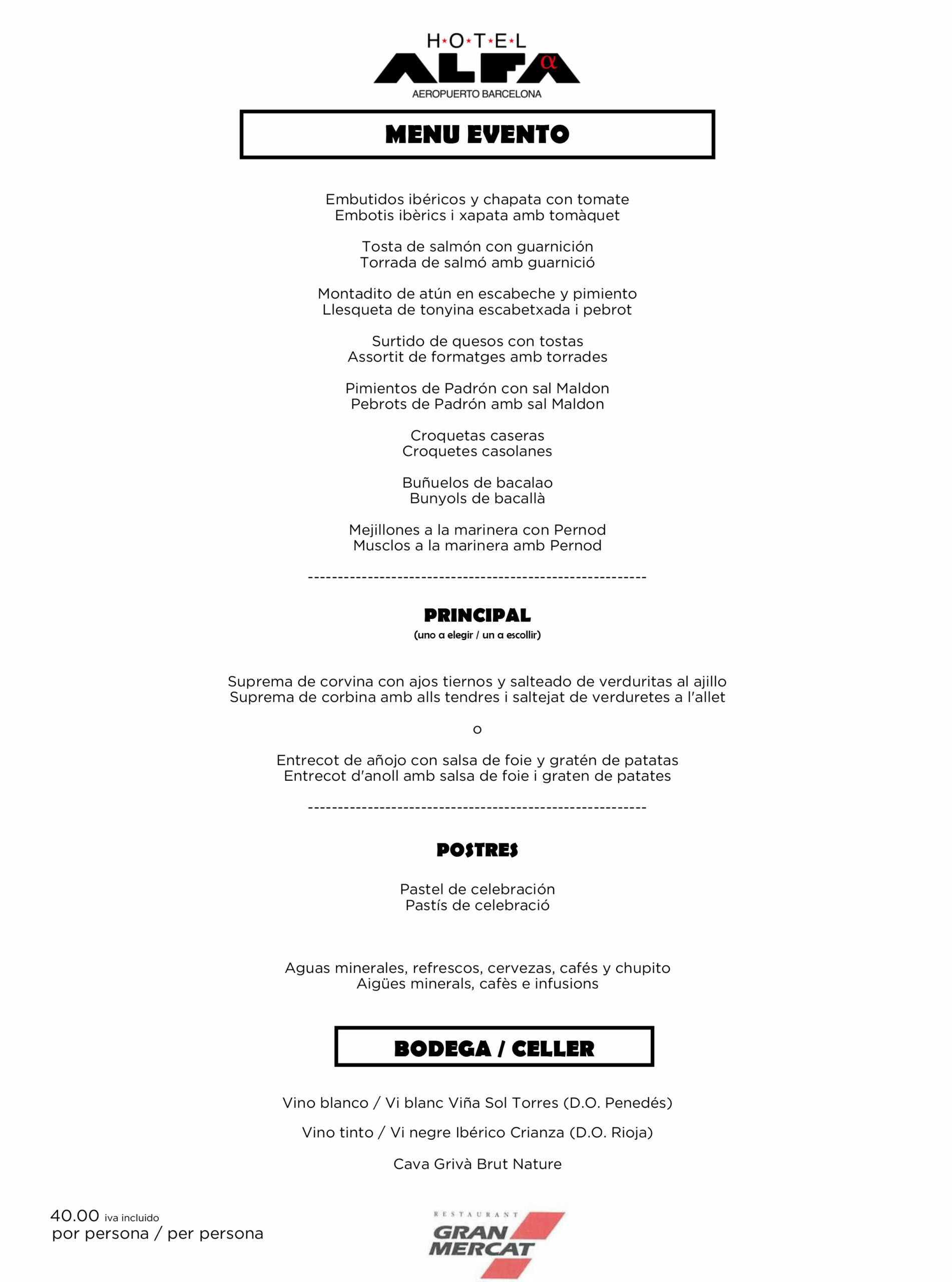 menu alfa celebracion 40eur